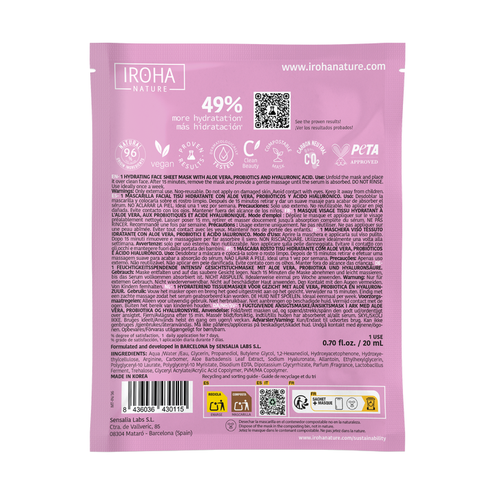 Mascarilla Facial Hidratante con Aloe Vera