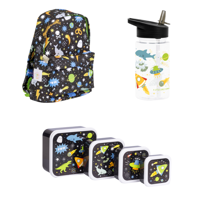 Mochila Pequeña Galaxy, Botella Galaxy y Lunch & Snackbox Galaxy para Niños