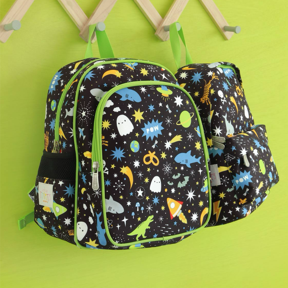 Mochila Pequeña Galaxy, Botella de Acero y Tupper Galaxy Little para Niños