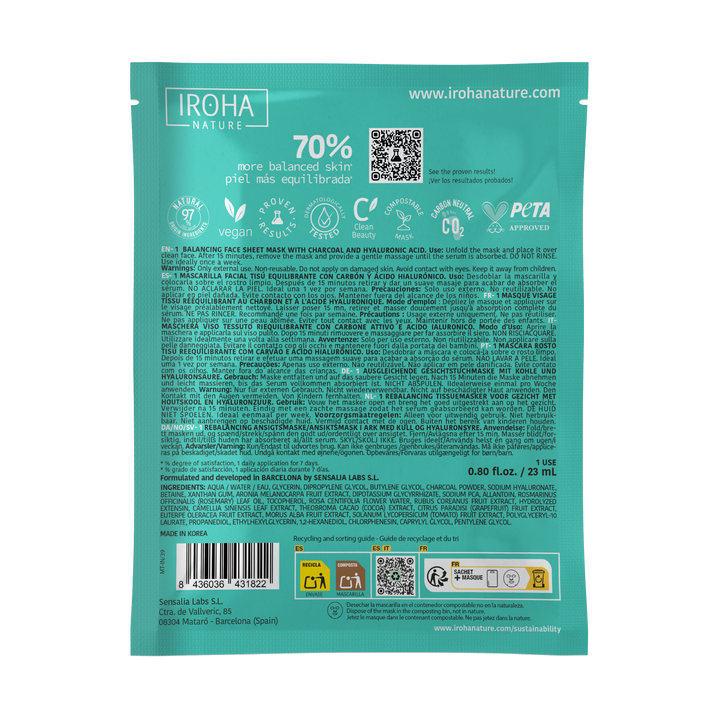 Mascarilla Facial Equilibrante con Carbón