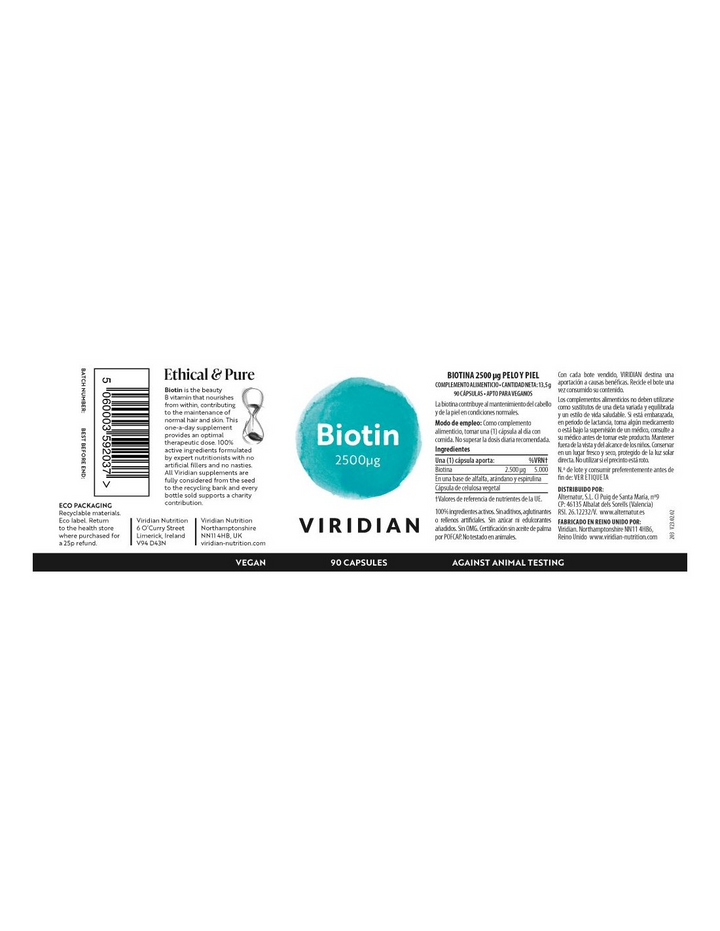 Biotina 2500 µg – 90 cápsulas