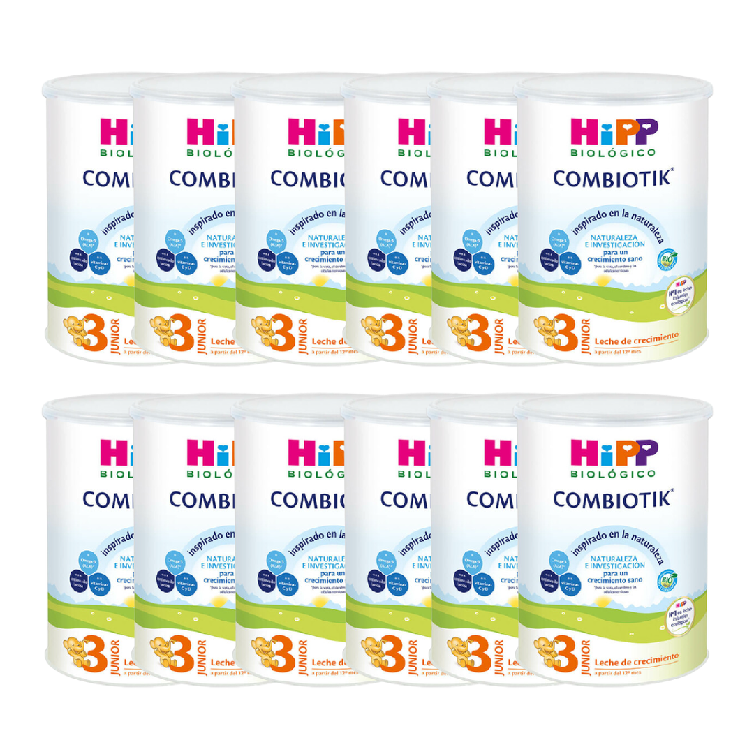 Pack 12 Leche Hipp Biológico Combiotik 3 800g para Crecimiento