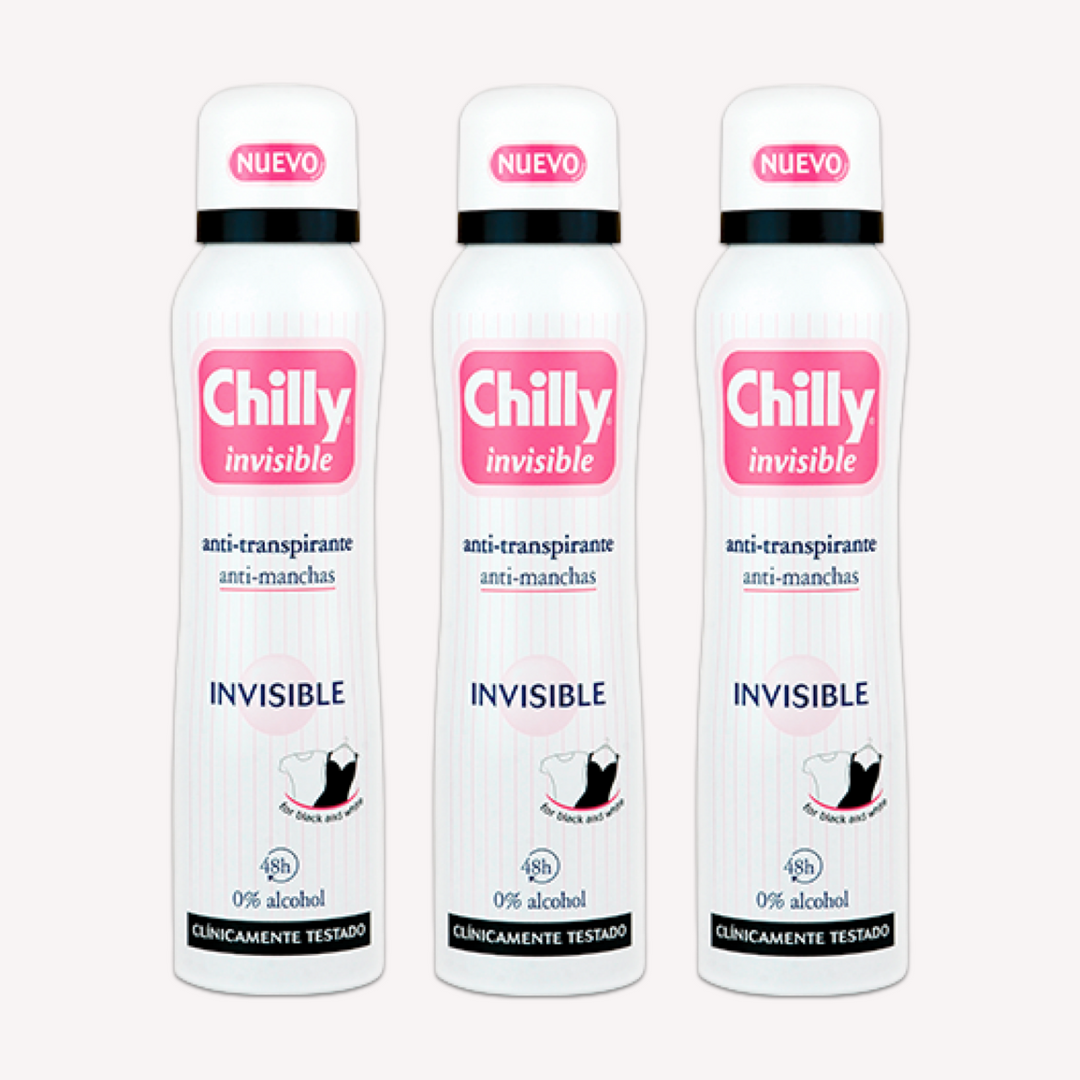 Pack 3 Chilly Desodorante Spray Invisible Sin Aluminio 150ml