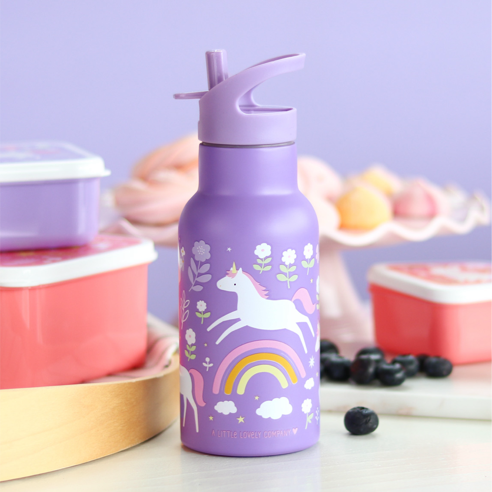 Mochila Pequeña Unicorn, Botella de Acero y Tupper Unicorn Little para Niños