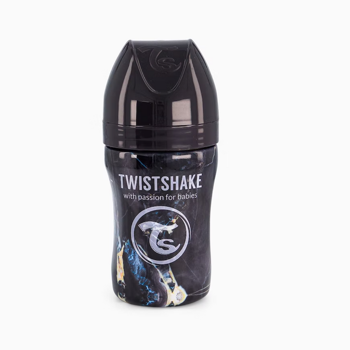 Biberón Acero Anticólico 330ml Estampado Mármol Negro Twistshake