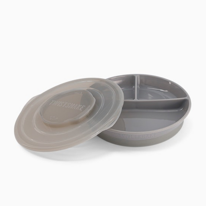 Plato Dividido Twistshake 6+M Gris Pastel