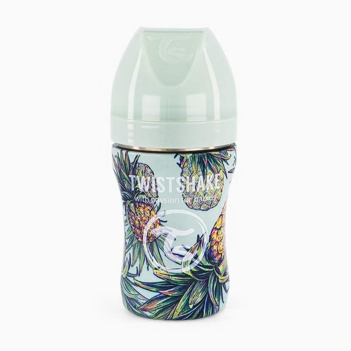 Biberón Acero Anticólico 330ml Estampado Piña Twistshake