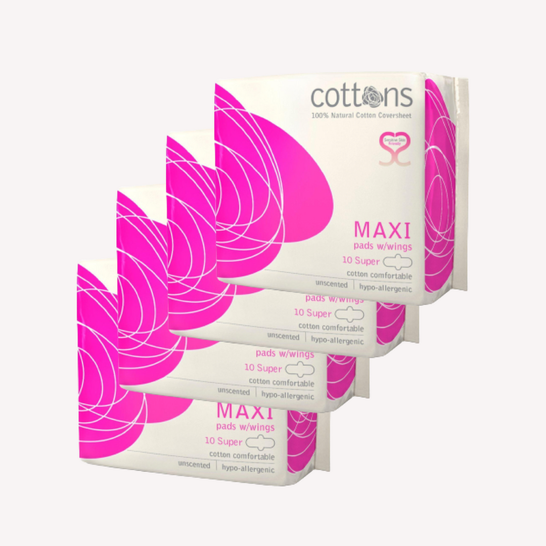 Pack 4 Cottons Compresa Maxi Con Alas Super Algodón 100% (10 Un)