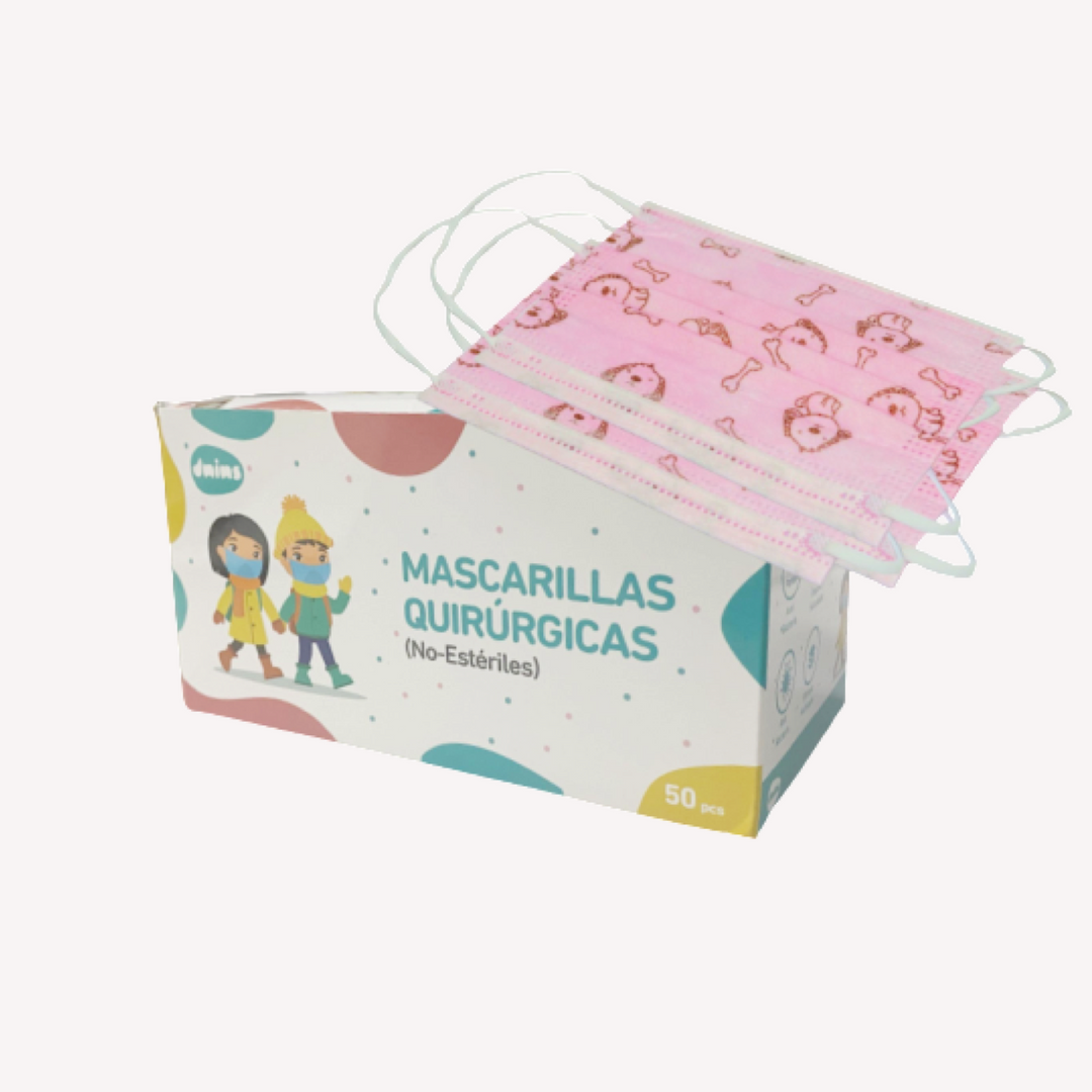 Mascarillas Infantiles Quirúrgicas Rosa 50 Uds