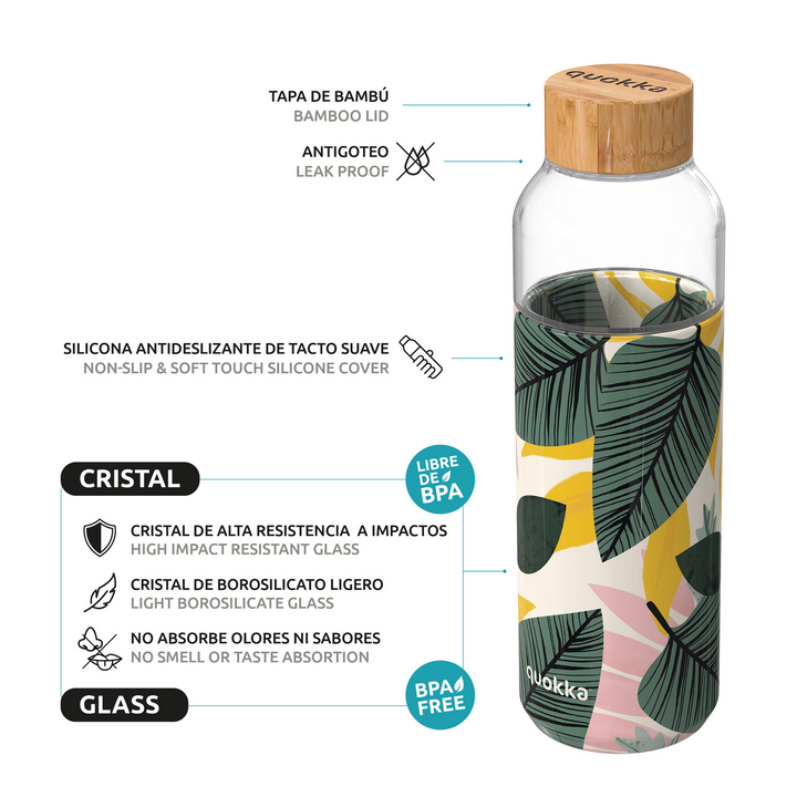 QUOKKA BOTELLA CRISTAL REDONDA CON FUNDA AUTUMN 660 ML - Farmashopping